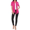 thumbnail image 4 of Women's Casual Short Sleeve Draped Open Front Solid Cardigan, 4 of 6