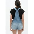 thumbnail image 3 of Womens Summer Cute Denim Romper Overall Shorts  Distressed Rolled Hem Bib Shortalls, 3 of 14