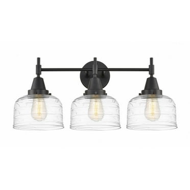 447-3W-BK-G713-Innovations Lighting-Caden - 3 Light Bath Vanity-11 Inches Tall and 26 Inches Wide-Matte Black Finish-Clear Deco Swirl Glass Glass