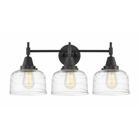 447-3W-BK-G713 Innovations Lighting Caden - 3 Light Bath Vanity-11 Inches Tall and 26 Inches Wide-Matte Black Finish-Clear Deco Swirl Glass Glass