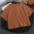 thumbnail image 5 of Brown Tshirts for Women Round Neck Summer Solid Color Short T Shirt Summer Tops, 5 of 5