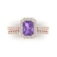 thumbnail image 2 of Clara Pucci 18K Rose Gold 2.16 Simulated Alexandrite Engraveable Engagement Ring + Wedding Band Set, 2 of 7