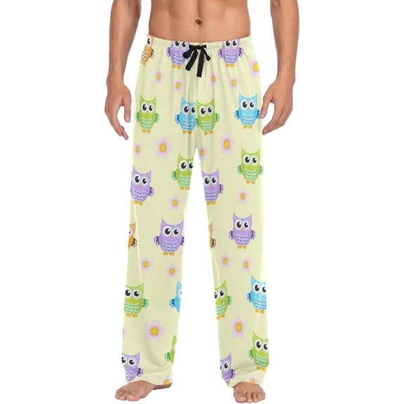 GZHJMY Owl Pajama Pants for Men, Lounge Pants Lightweight Men Pajama Bottoms with Drawstring Pockets, Christmas New Year Birthday Gifts, Large