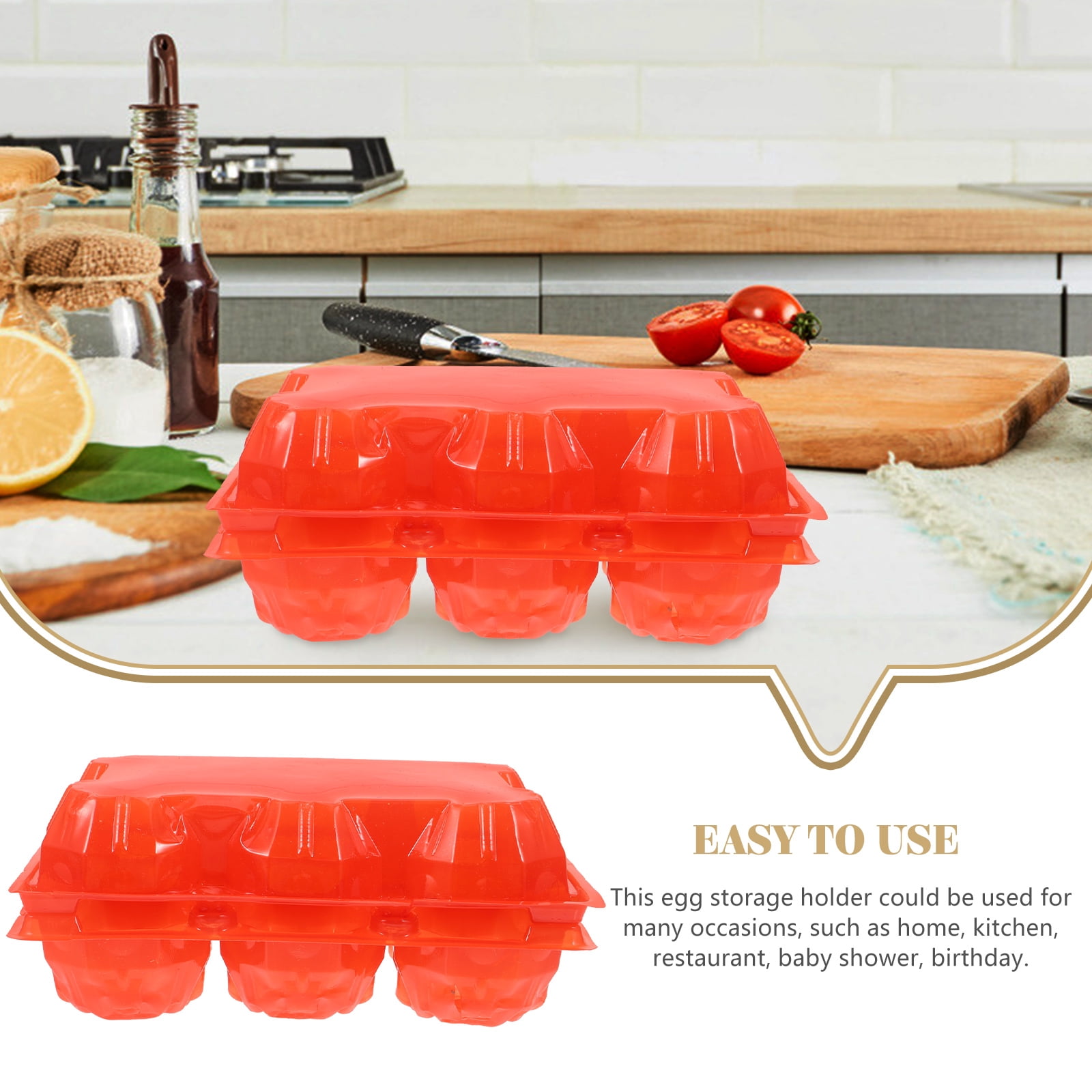 KHBUAB 100Pcs Red Plastic Egg Container for Packing Practical Egg Storage Holder