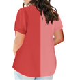 thumbnail image 3 of Womens Tops under $10 Short Sleeve Solid Color Patchwork V-Neck Casual Loose Blouse Pink S, 3 of 5