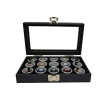 Novel Box Jewelry Display Case 14.75x8.25x2.1 with Metal Clasp   15 Gems Jars & Black Foam Liner