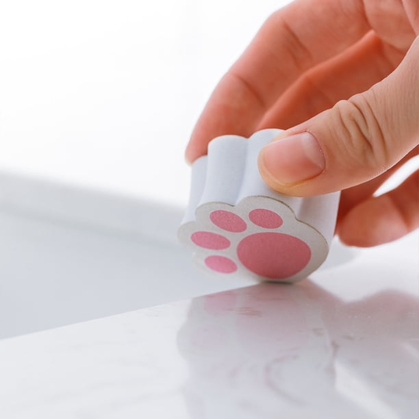 Paño de limpieza para espejos domésticos Paño de limpieza para espejos con forma de garra de gato rosa con dibujos animados Paño de limpieza para descontaminación de espejos cosméticos