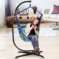 thumbnail image 4 of Costway Hammock Rope Chair Patio Porch Yard Tree Hanging Air Swing  Blue Green, 4 of 10
