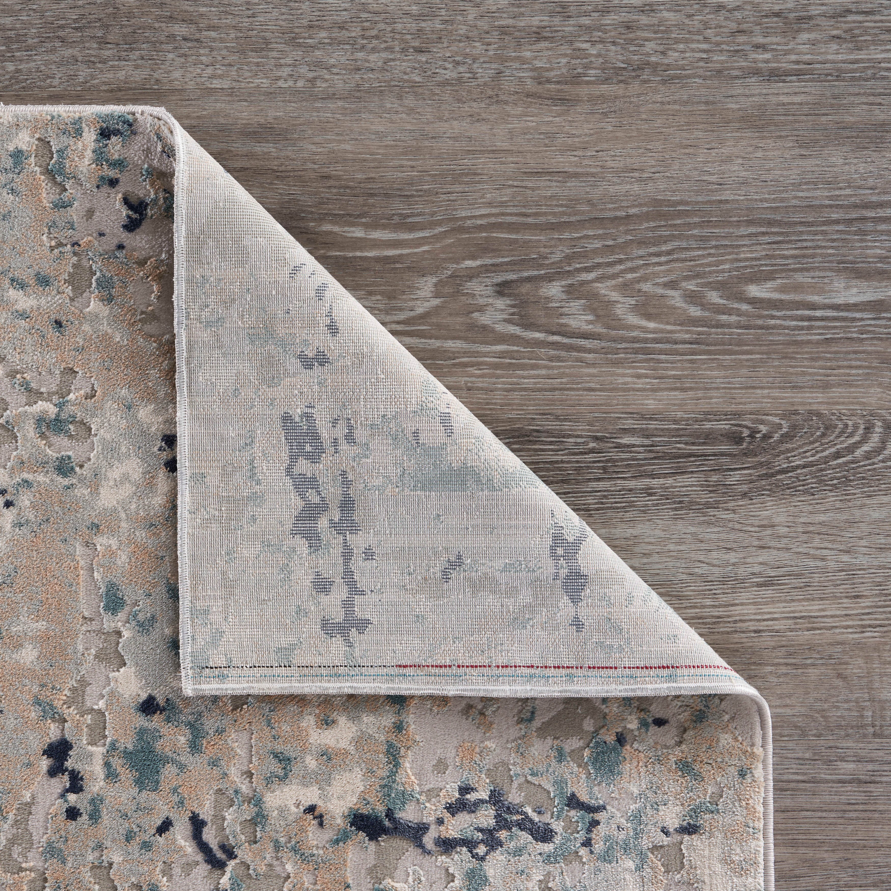Lr Home Neutral Distressed Abstract Accent Rug, Gray / Blue, 1'10" x 3'