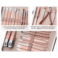 thumbnail image 6 of Manicure Pedicure Kit, Nail Grooming Tools, 18 In 1 Stainless Steel Nail Care Set with Rose Gold Finish and Pink Zipper Leather Travel Case, Portable and Durable, 6 of 8