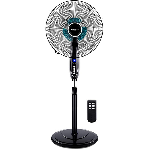 Ventilador de pedestal COSTWAY, negro, doble 3 aspas