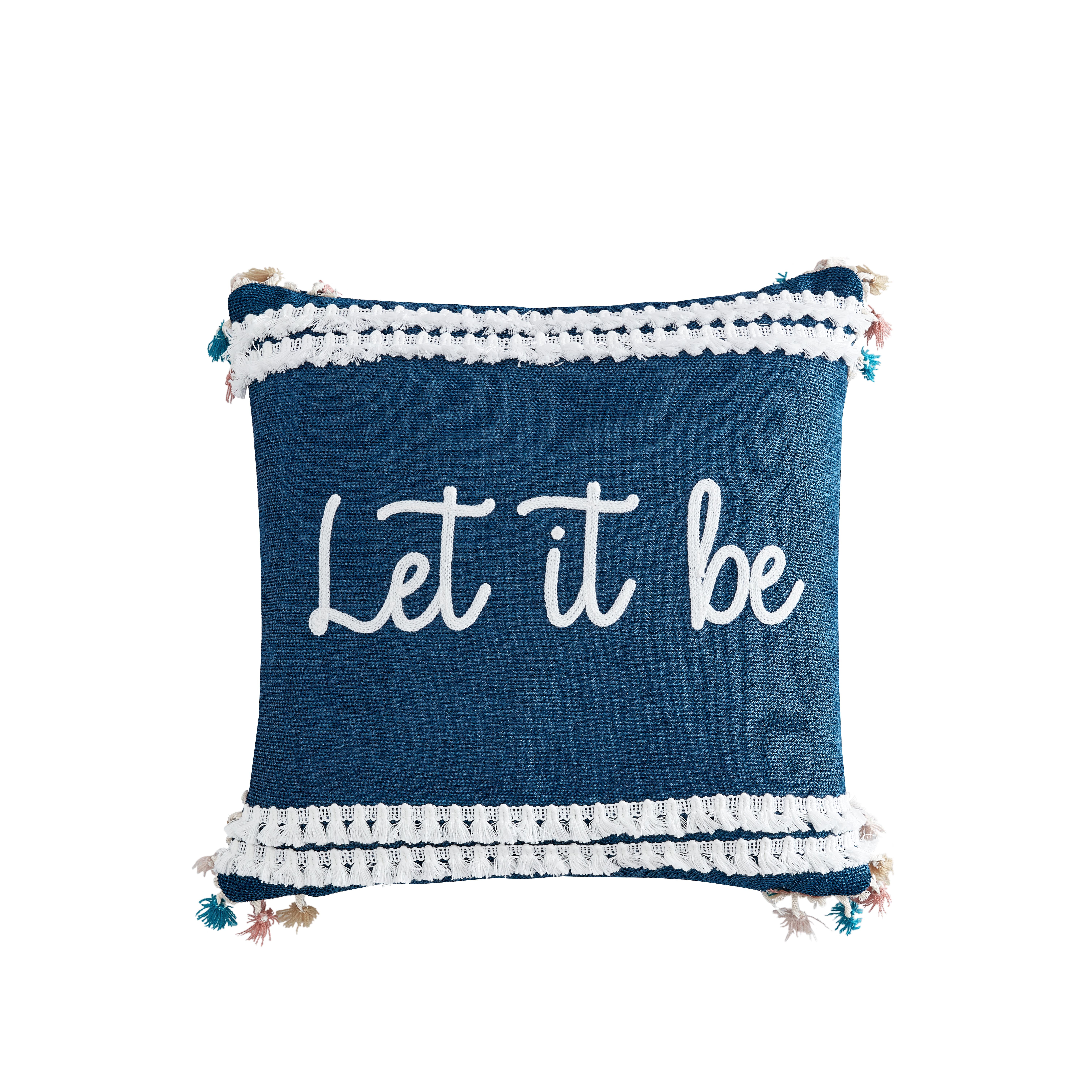 Let It Be Decorative Throw Pillow, Navy, 16' x 16', Square, 1 Pack
