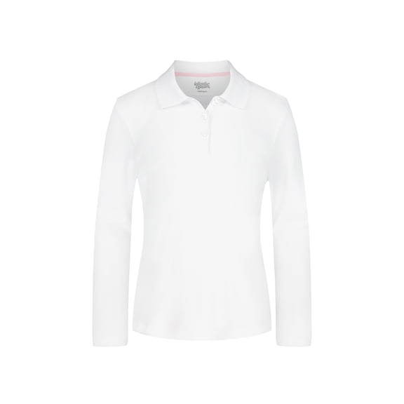 Wonder Nation Girls Long Sleeve Polo Shirt, Sizes XS-XXL
