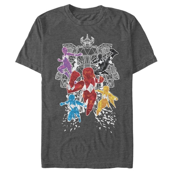Men's Power Rangers Geometric Megazord Team  Graphic Tee Charcoal Heather 3X Large