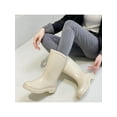 thumbnail image 3 of Rotosw Women's Rain Boots Wide-Calf Garden Shoes Lightweight Rubber Boot Round Toe Slip Resistant Waterproof Booties Work Pull On Mid Calf Bootie Beige 6, 3 of 9