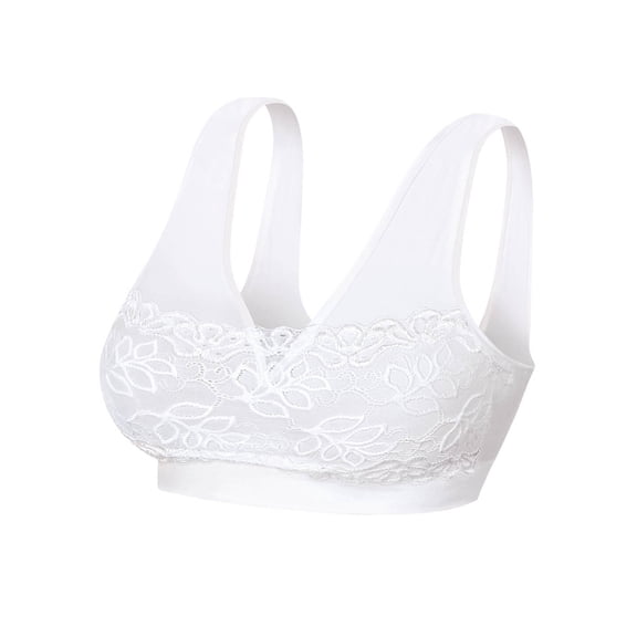 Lace Cami Stretch Bra, White, Small