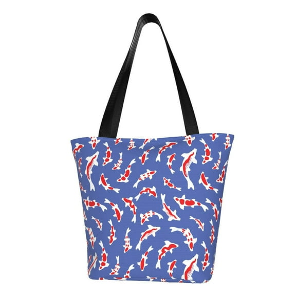 Fotbe Beautiful Koi Fish Pattern Beach Tote,Shoulder Handbag,Spacious Tote Bag,Lightweight Travel Bag,Versatile Shopping Bag