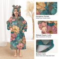 thumbnail image 3 of FORMRS Wearable Blanket Hoodie with Sleeves for Kids Cozy Flannel Sweatshirt, Pink Water Lilies Pattern, 3 of 7