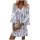 thumbnail image 1 of Mini Vestido de Vacaciones de Manga 3/4 Con Cuello en V Informal Con Estampado de Verano Para Mujer Odeerbi  ODB113843, 1 of 5