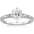 thumbnail image 2 of HeartsAndYou 1ct Pear Cut Moissanite Engagement Ring for Women 18k White Gold Over Silver Vintage Inspired Solitaire, 2 of 5