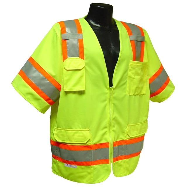 Radians SV63GM Polyester Class 3 Two Tone Surveyor Safety Vest, Medium, Green, One Size