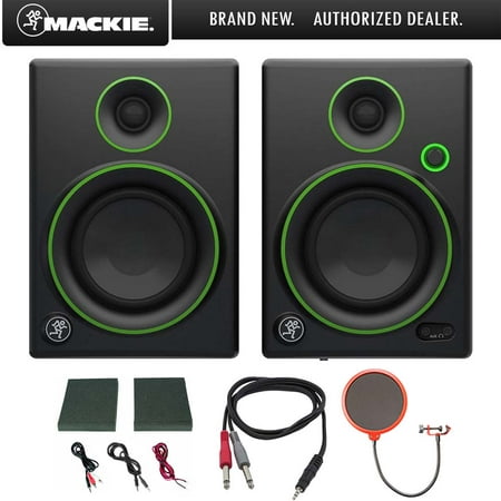 Mackie CR4 Creative Reference Multimedia Monitor (Pair) w/ Pro DJ Bundle Includes, 3-feet 1/8