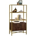 thumbnail image 4 of Pemberly Row 3 Glass Shelf Bookcase in Rich Walnut and Gold, 4 of 13