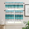 thumbnail image 2 of Kitchen Curtains Valance and Tiers 3 Piece Set, Vintage Farm Teal Ocean Aqua Green Blue Wood Grain Short Window Treatments Rod Pocket Tier and Valance for Cafe Laundry Room Bathroom 36-Inch Tier Set, 2 of 6