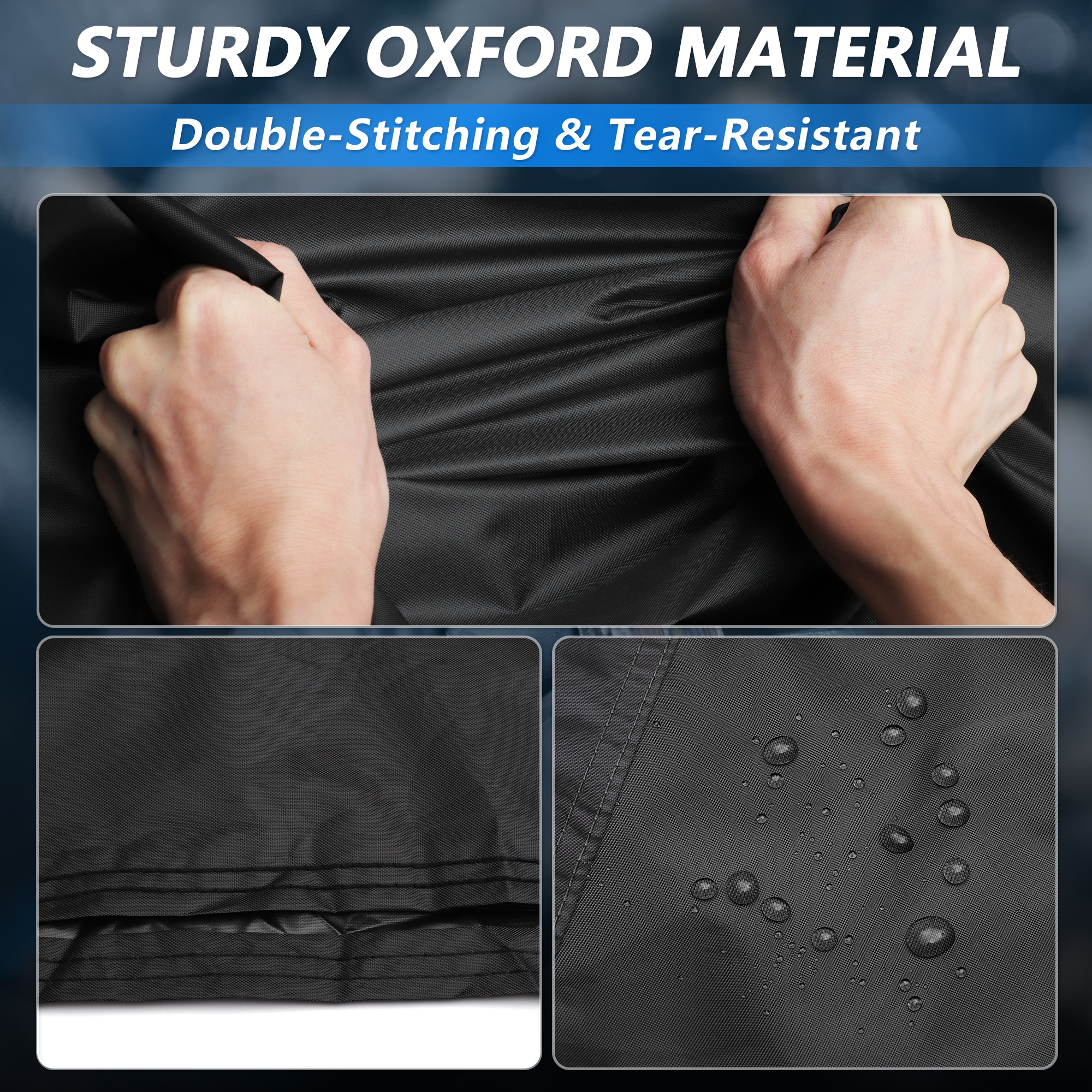Motorcycle Cover Waterproof Outdoor 300D Oxford Heavy Fabric Scooter Cover Motorbike Cover with Lock-Hole All Weather Protection Black Fits Up to 275cm/108"