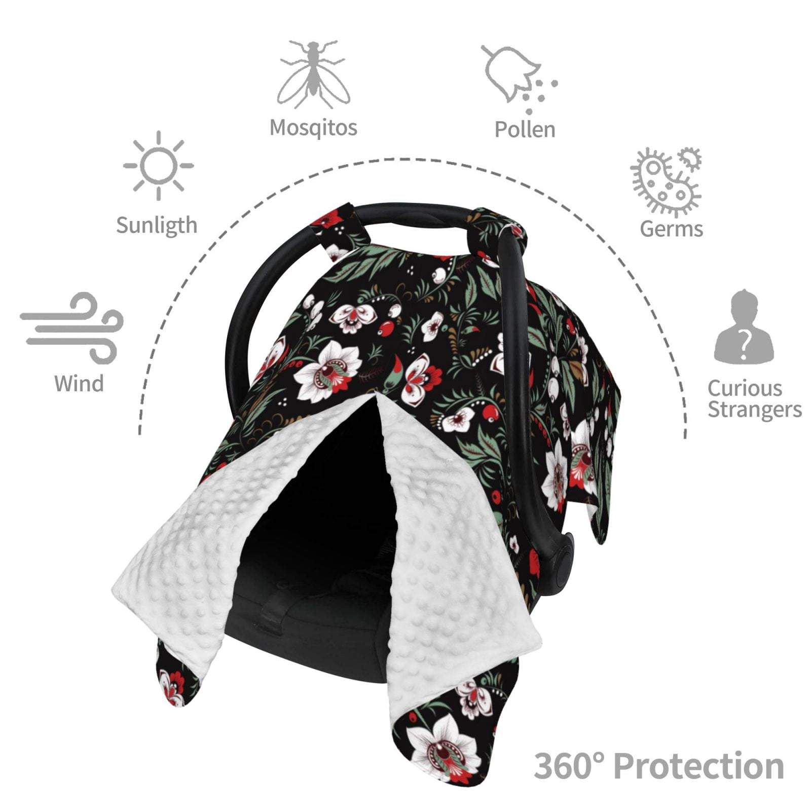 Car Seat Cover Baby - floral prints Breathable Infant Car Seat Cover for Baby Carseat, Lightweight Comfort Baby Essentials Must Haves Newborn Stuff for Girl Boy