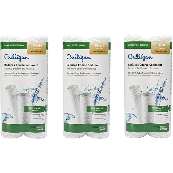 Culligan CW-MF FilterCartridge Filter Cartridge, White, Sold as 3 Pack, 6 Filters Total