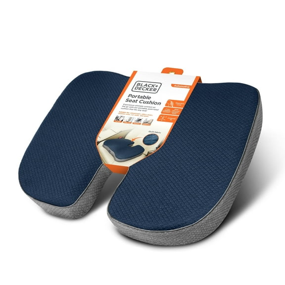 BLACK DECKER Quilted Knit Seat Cushion, U-Shaped Memory Foam Chair Cushion, Blue/Gray