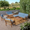 thumbnail image 2 of Noble House Grenada 7-Seater Sectional Sofa Set with Blue Outdoor Cushions, 2 of 6