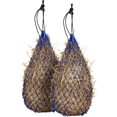 thumbnail image 1 of 2 piezas de red de heno de alimentación lenta de 42" para caballos, (azul real) Fuerte Pequeño Suave 2x2” Agujeros Desorden, Cuerda de nailon Colgante, Comedero de viaje ajustable para puesto de remo, 1 of 4