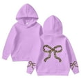 thumbnail image 2 of MUXiin Girl's Bow Cheetah Leopard Hoodies Long Sleeve Pullover Tops Preppy Cute Sweatshirts Hoodies for 5-6 Years,Purple, 2 of 4
