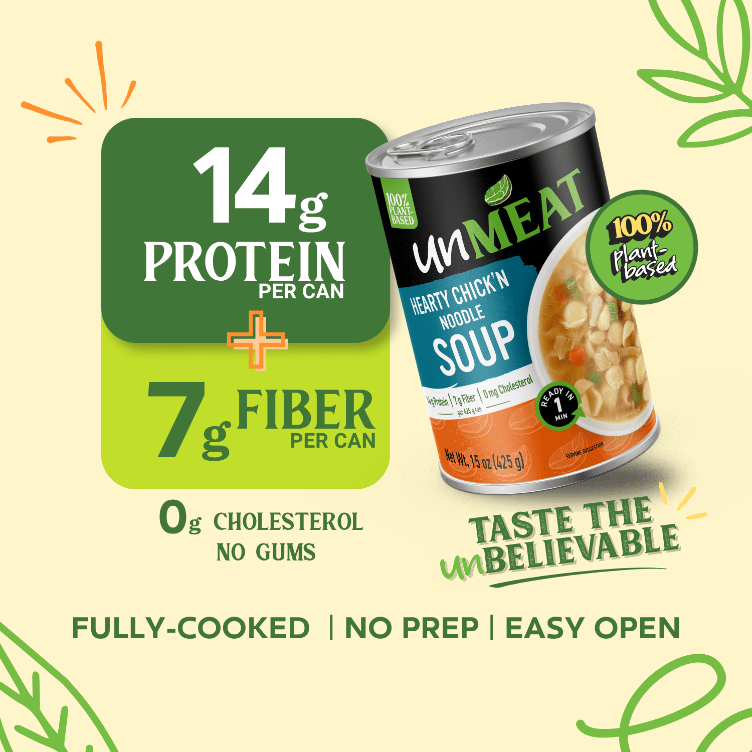 unMEAT&nbsp;Plant-based Hearty Chick'n Noodle Soup, 15oz Can