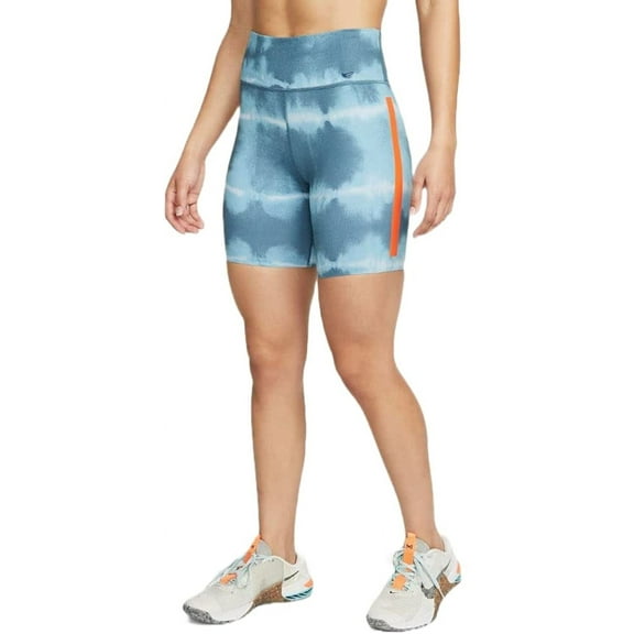 Nike Women's One Luxe Dri-Fit 7" Mid-Rise Printed Training Shorts Small Ash Green