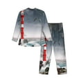 thumbnail image 2 of Kll 3d Lighthouse In The Surf Sleepwear Mens Flannel Pajamas,Long Cotton Pj Set, 2 of 9