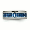thumbnail image 3 of Titanium Polished Blue/White Carbon Fiber Inlay Ring 13 Size, 3 of 6