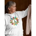 thumbnail image 2 of Zentangle Style Peace Symbol Hoodie Women - Women Hoodie, White, Medium, 2 of 4