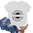 thumbnail image 4 of White Womens Tops Womens Simple Casual Printing Comfortable Round Neck Short Sleeve T Shirts for Women, 4 of 4