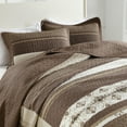 thumbnail image 3 of DUOHONG Oversized King Bedspread 100% Cotton Farmhouse Reversible Bedding Set, Beige/Dark Brown, 128"W x 120"L, 3 of 8