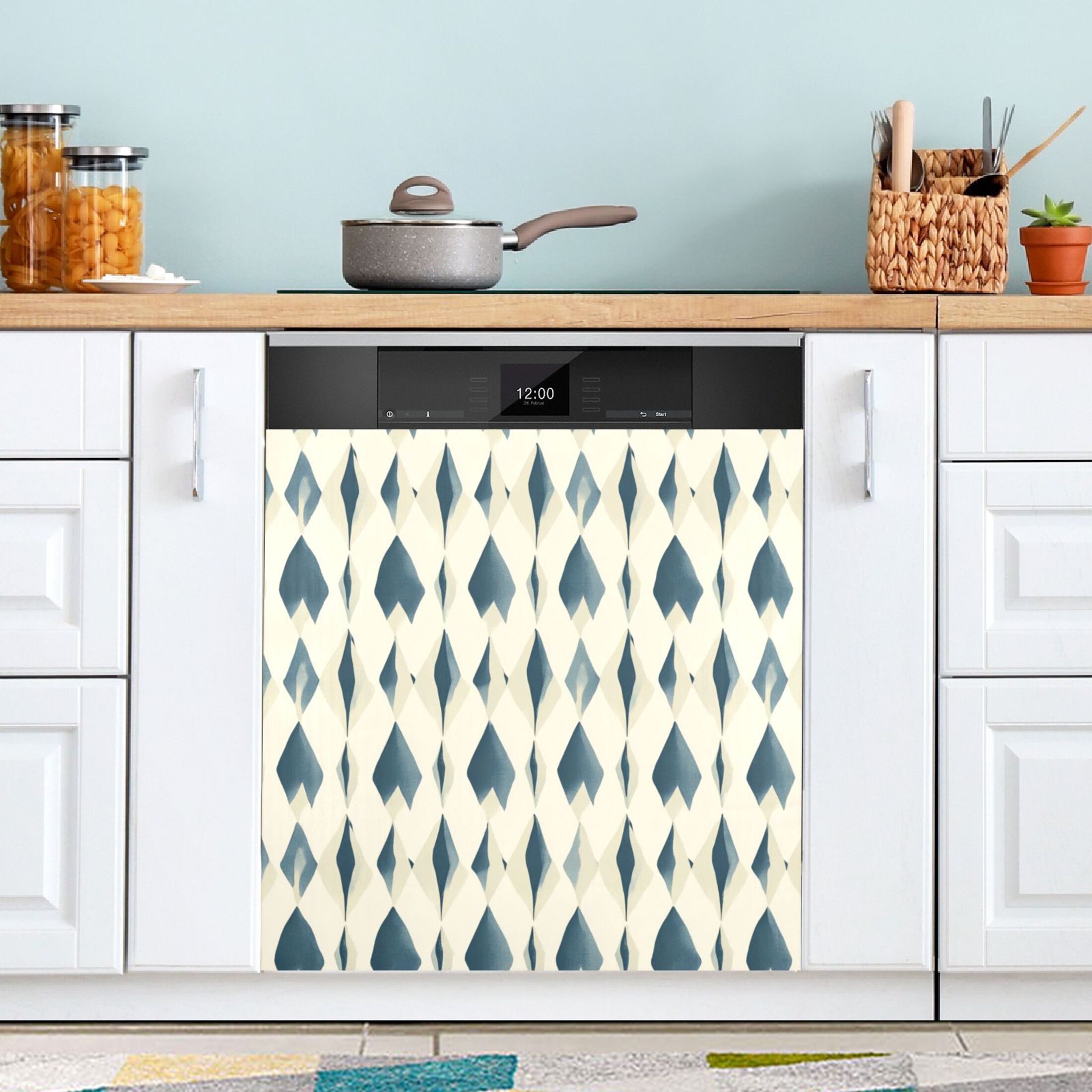Dishwasher Magnetic Sticker 23x26 Inch Refrigerator Magnetic Sticker Washing Machine Magnetic Sticker Kitchen Panel Magnetic Sticker Home Decor Super Cute Blue Squares