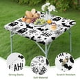 thumbnail image 4 of Happy Halloween Table Cloth with Elastic Edge Wrinkle Resistant Washable Pumpkin Skull Bat Spider Square Table Covers Table Cover for Halloween Background Indoor and Outdoor Birthday (36x36in), 4 of 6