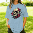 thumbnail image 6 of Inverlee Plus Size Short Sleeve Tunics for Women Fashion Gothic Skull Print Round Neck Tee Tops Summer Casual Loose Fit Shirts, 6 of 6