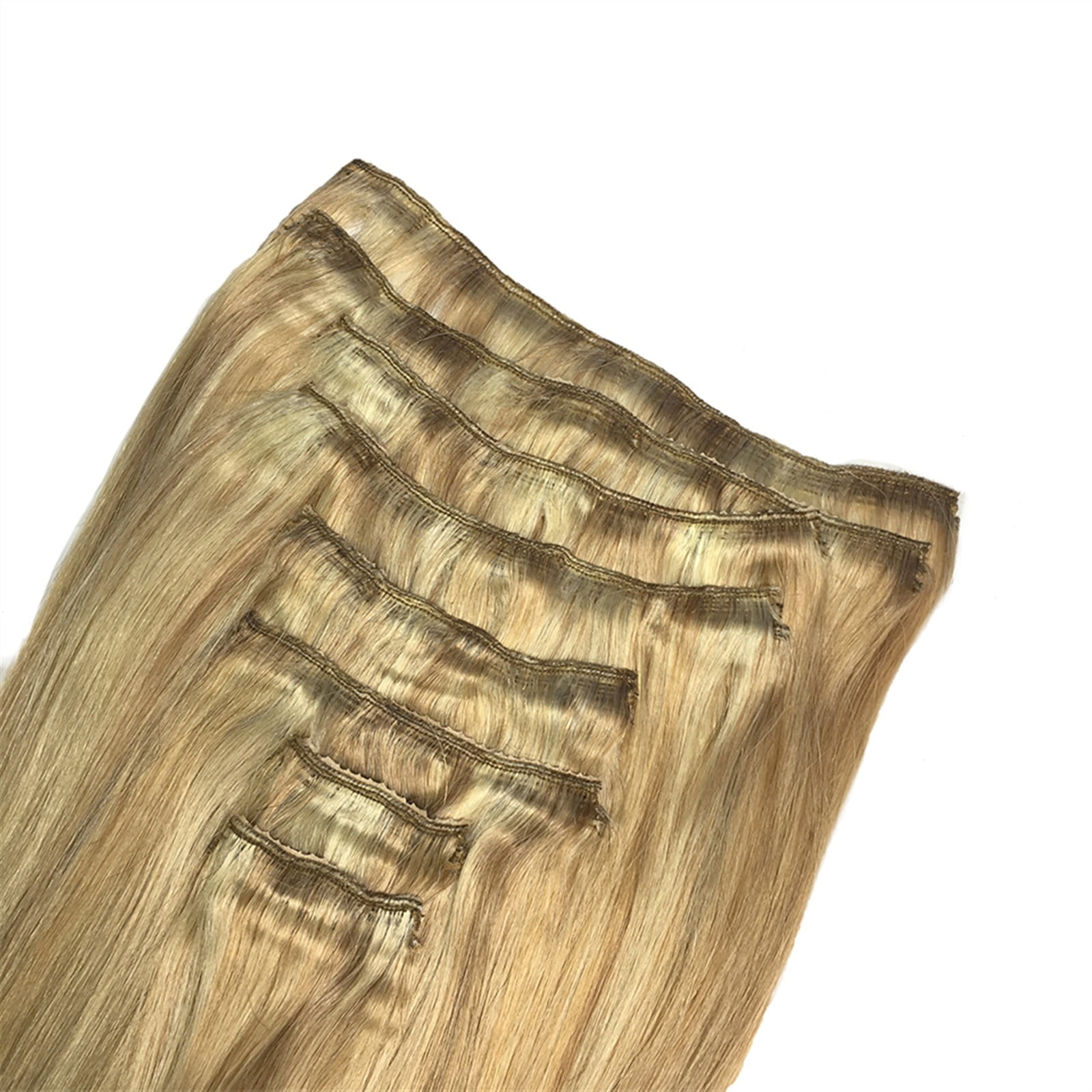 8 Pieces 10-26 inches Remy Clip in Ombre Hair Extensions Human Hair Light Blonde Golden Straight - Silky Straight Long Thick Real Hair Extensions for Women Fashion