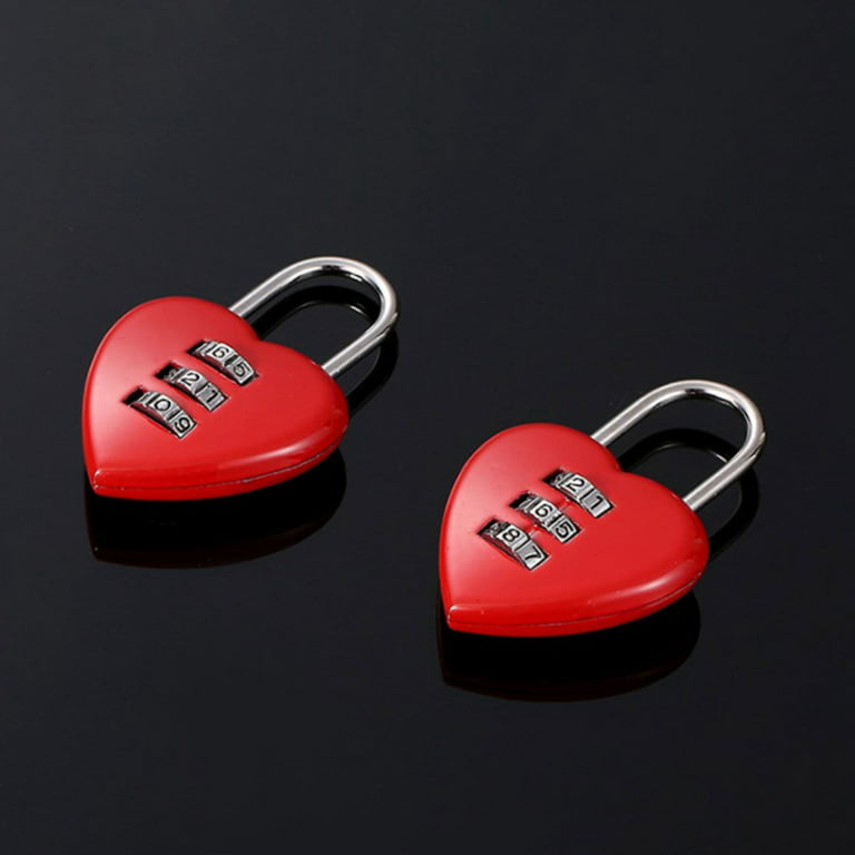 BALITY Combination Lock, 3 Digit Cute Love Padlock Mini Outdoor Combo Gate  Lock Travel Luggage Locks Heart Shape Love Lock for Gym Locker