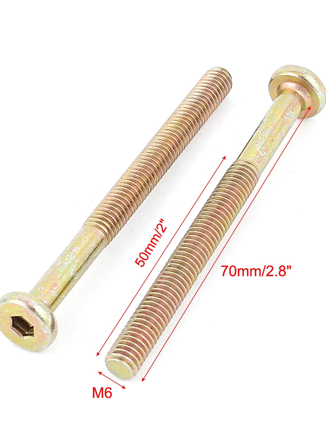 Unique Bargains M6 x 70mm Threaded 1mm Pitch Hex Socket Head Cap Screws Bolts 5 Pcs