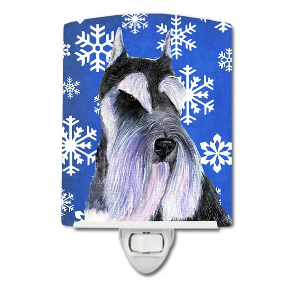 Schnauzer Winter Snowflakes Holiday Ceramic Night Light