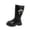 03-Black, variant on BCSIOAOI Girls Boots Lace Up Riding Mid Calf Combat PU Leather Side Zipper PUnk Goth Boots 4-11 Years